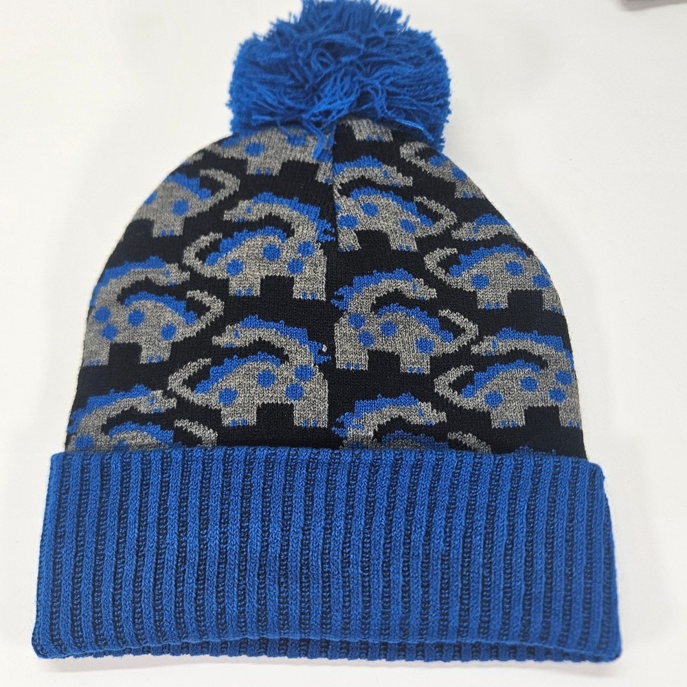 Igloos Youth Boy Toddler Dinosaur Knit Beanie Hat and Mittens Set Blue Size 2-4T